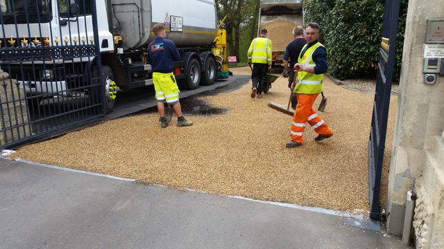 ESC Surface dressing team with bitumen tanker