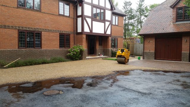 tar Tar and chip dressing installation in progress