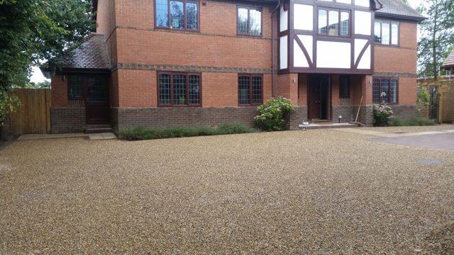 Domestic tar and chip surface dressed driveway